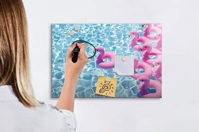 Beschrijfbaar magneetbord van glas met design Paardenbloem flamingo's