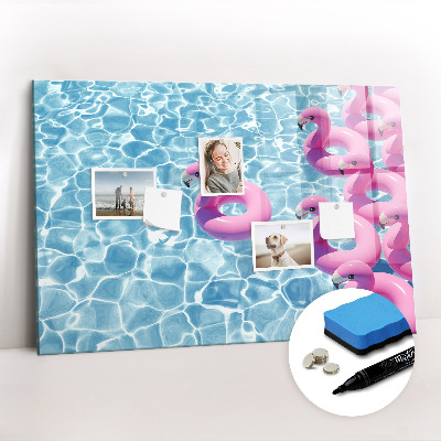 Beschrijfbaar magneetbord van glas met design Paardenbloem flamingo's