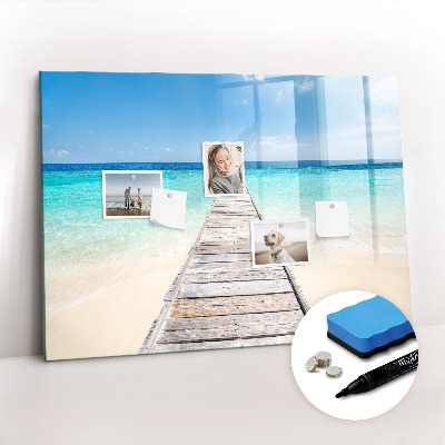 Beschrijfbaar magneetbord van glas met design Tropisch eiland