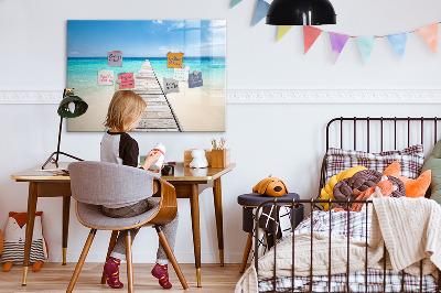 Beschrijfbaar magneetbord van glas met design Tropisch eiland