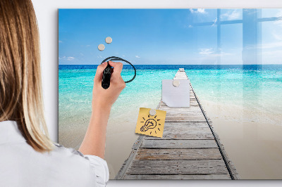 Beschrijfbaar magneetbord van glas met design Tropisch eiland
