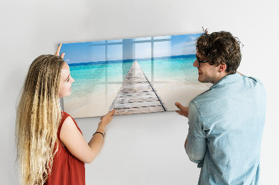 Beschrijfbaar magneetbord van glas met design Tropisch eiland