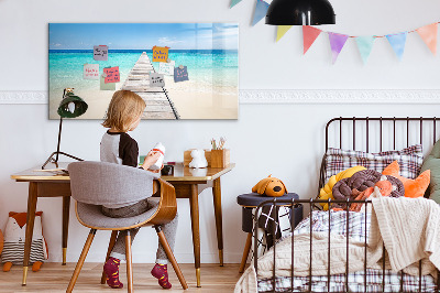 Beschrijfbaar magneetbord van glas met design Tropisch eiland