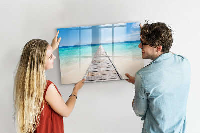 Beschrijfbaar magneetbord van glas met design Tropisch eiland