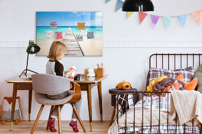 Beschrijfbaar magneetbord van glas met design Tropisch eiland