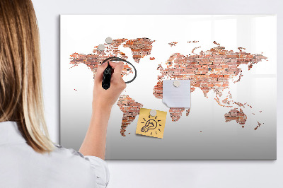 Uitwisbaar glazen planbord met magnetische functie Oude bakstenen kaart