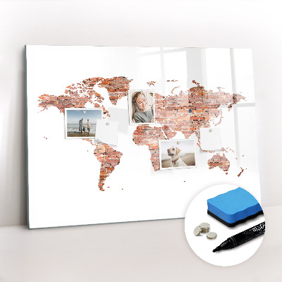 Uitwisbaar glazen planbord met magnetische functie Oude bakstenen kaart