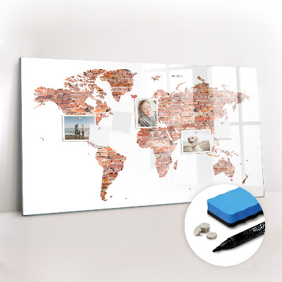 Uitwisbaar glazen planbord met magnetische functie Oude bakstenen kaart