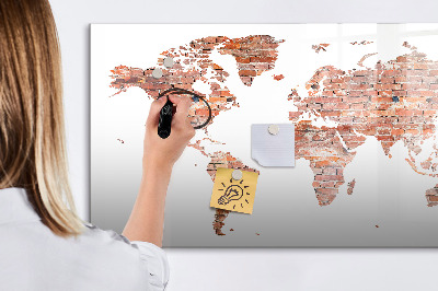 Uitwisbaar glazen planbord met magnetische functie Oude bakstenen kaart