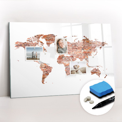 Uitwisbaar glazen planbord met magnetische functie Oude bakstenen kaart