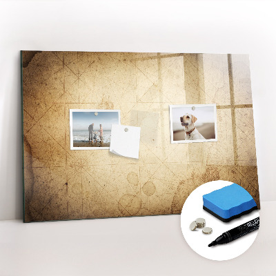 Magnetisch planbord voor de muur van bedrukt glas Oude wereldkaart