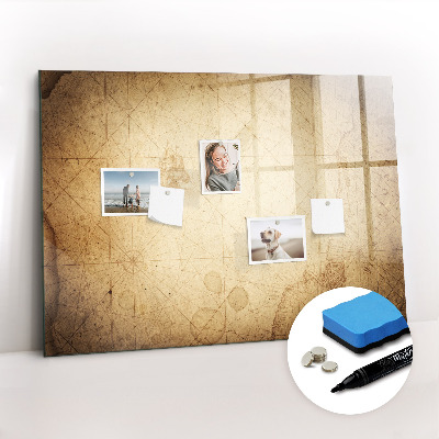 Magnetisch planbord voor de muur van bedrukt glas Oude wereldkaart