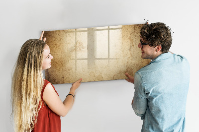 Magnetisch planbord voor de muur van bedrukt glas Oude wereldkaart