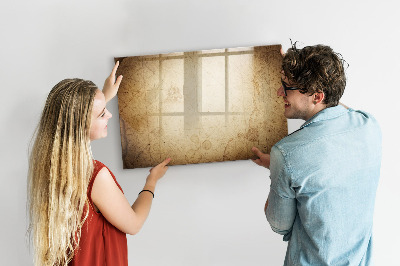 Magnetisch planbord voor de muur van bedrukt glas Oude wereldkaart