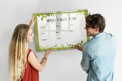Uitwisbaar glazen planbord met magnetische functie Wekelijks menu