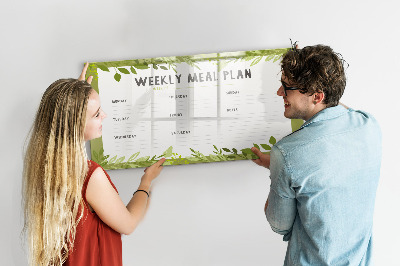 Uitwisbaar glazen planbord met magnetische functie Wekelijks menu