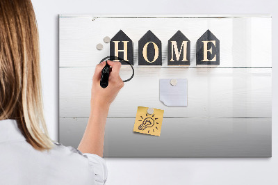 Magnetisch planbord voor de muur van bedrukt glas Het opschrift "huis"