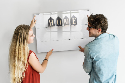 Magnetisch planbord voor de muur van bedrukt glas Het opschrift "huis"