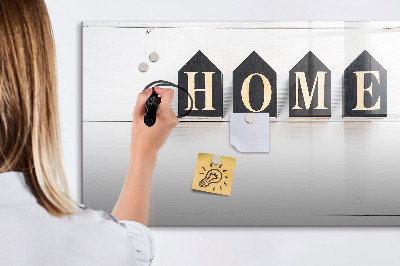 Magnetisch planbord voor de muur van bedrukt glas Het opschrift "huis"