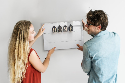 Magnetisch planbord voor de muur van bedrukt glas Het opschrift "huis"