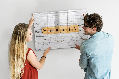 Uitwisbaar glazen planbord met magnetische functie Familie