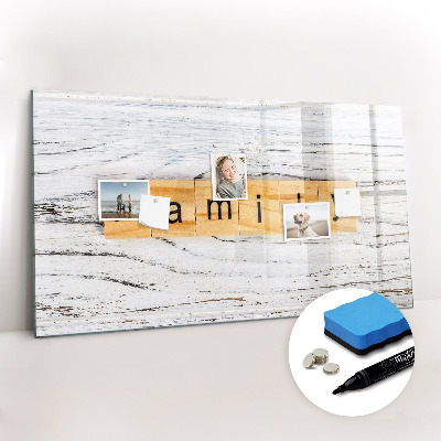 Uitwisbaar glazen planbord met magnetische functie Familie