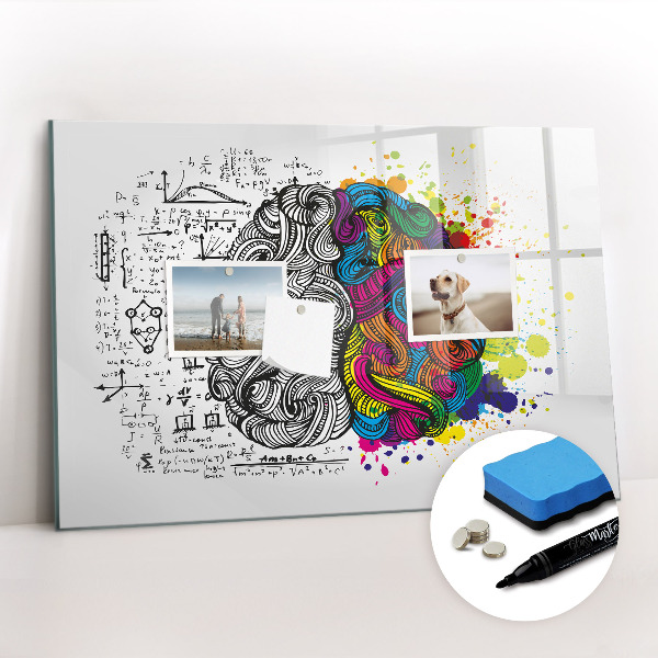 Uitwisbaar glazen planbord met magnetische functie Abstractie van de hersenen