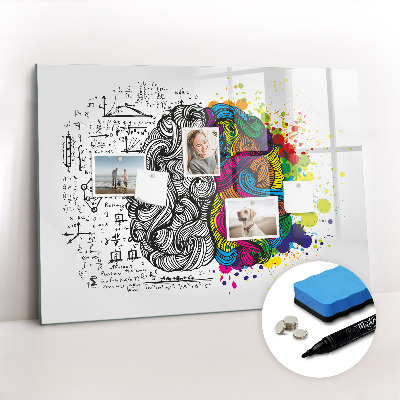 Uitwisbaar glazen planbord met magnetische functie Abstractie van de hersenen