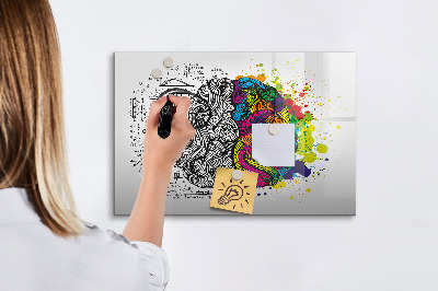Uitwisbaar glazen planbord met magnetische functie Abstractie van de hersenen