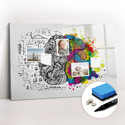 Uitwisbaar glazen planbord met magnetische functie Abstractie van de hersenen