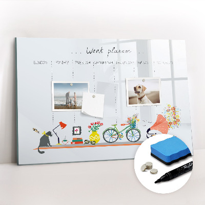 Uitwisbaar glazen planbord met magnetische functie Wekelijkse planner