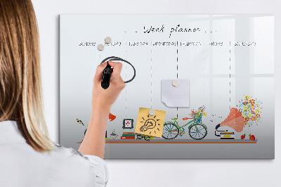 Uitwisbaar glazen planbord met magnetische functie Wekelijkse planner