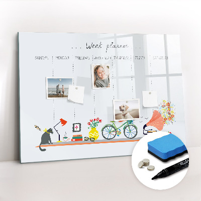 Uitwisbaar glazen planbord met magnetische functie Wekelijkse planner