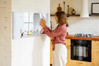 Uitwisbaar glazen planbord met magnetische functie Wekelijkse planner
