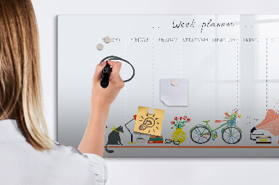 Uitwisbaar glazen planbord met magnetische functie Wekelijkse planner