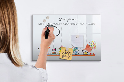 Uitwisbaar glazen planbord met magnetische functie Wekelijkse planner