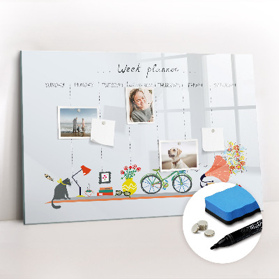 Uitwisbaar glazen planbord met magnetische functie Wekelijkse planner