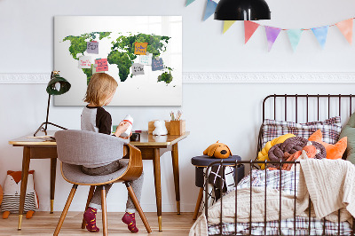 Magnetisch planbord voor de muur van bedrukt glas Ecologie wereldkaart