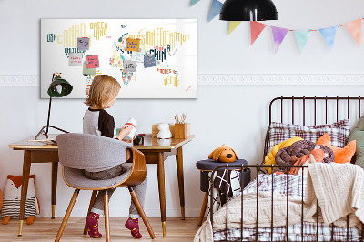 Uitwisbaar glazen planbord met magnetische functie Namen van landen