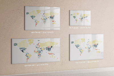 Uitwisbaar glazen planbord met magnetische functie Namen van landen