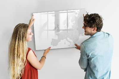 Magnetisch planbord voor de muur van bedrukt glas Kaart van Europa