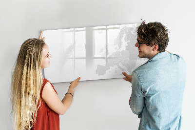 Magnetisch planbord voor de muur van bedrukt glas Kaart van Europa