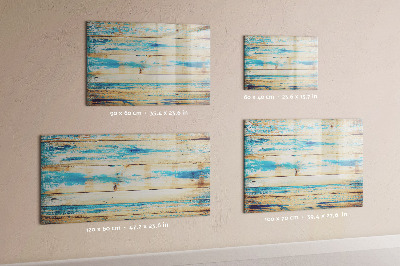 Beschrijfbaar magneetbord van glas met design Gekrast hout