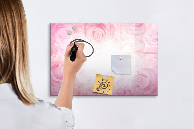 Beschrijfbaar magneetbord van glas met design Abstracte rozen