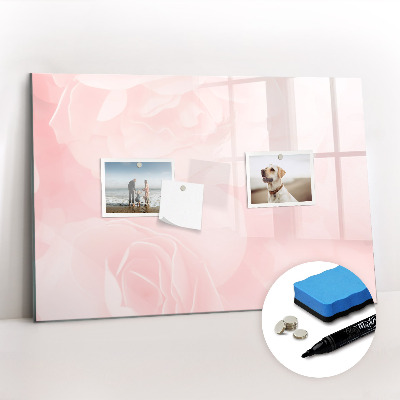 Magnetisch planbord voor de muur van bedrukt glas Bloeiende rozen
