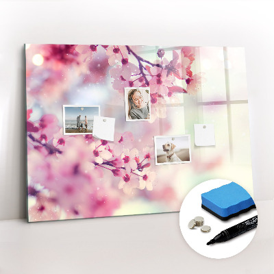 Uitwisbaar glazen planbord met magnetische functie Lentebloemen