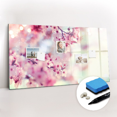 Uitwisbaar glazen planbord met magnetische functie Lentebloemen