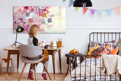 Uitwisbaar glazen planbord met magnetische functie Lentebloemen