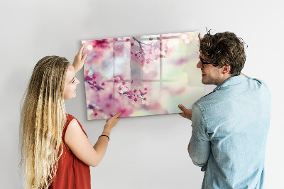 Uitwisbaar glazen planbord met magnetische functie Lentebloemen