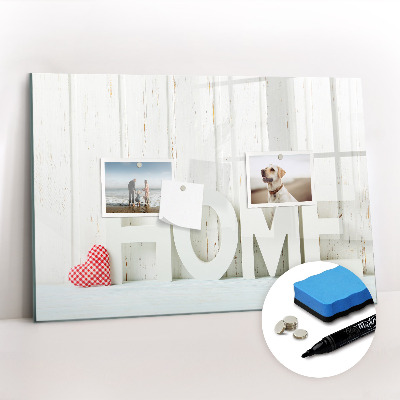 Beschrijfbaar magneetbord van glas met design Het opschrift 